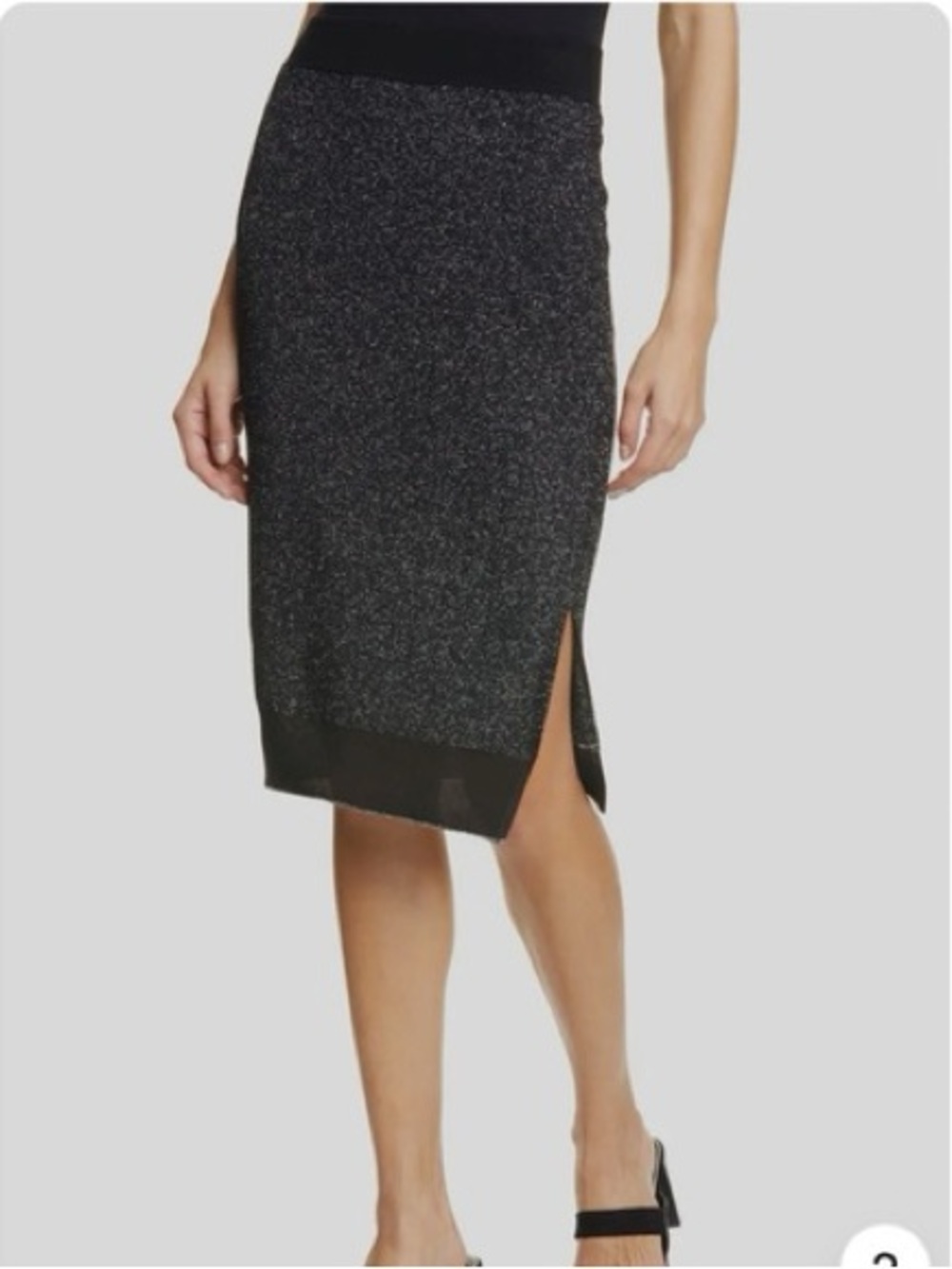 Rag & Bone Black Rower Skirt Knit Metallic Wool Blend pencil skirt NWT